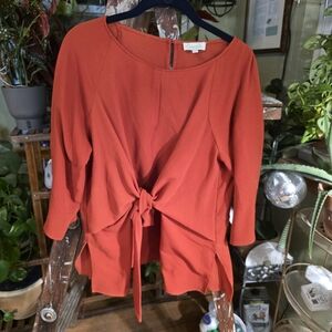 Women's Orange Tie-Front Top